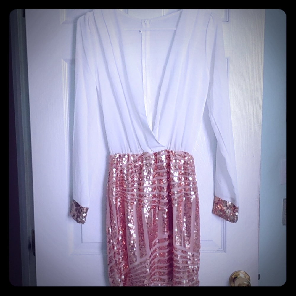 Gold sequence mini dress